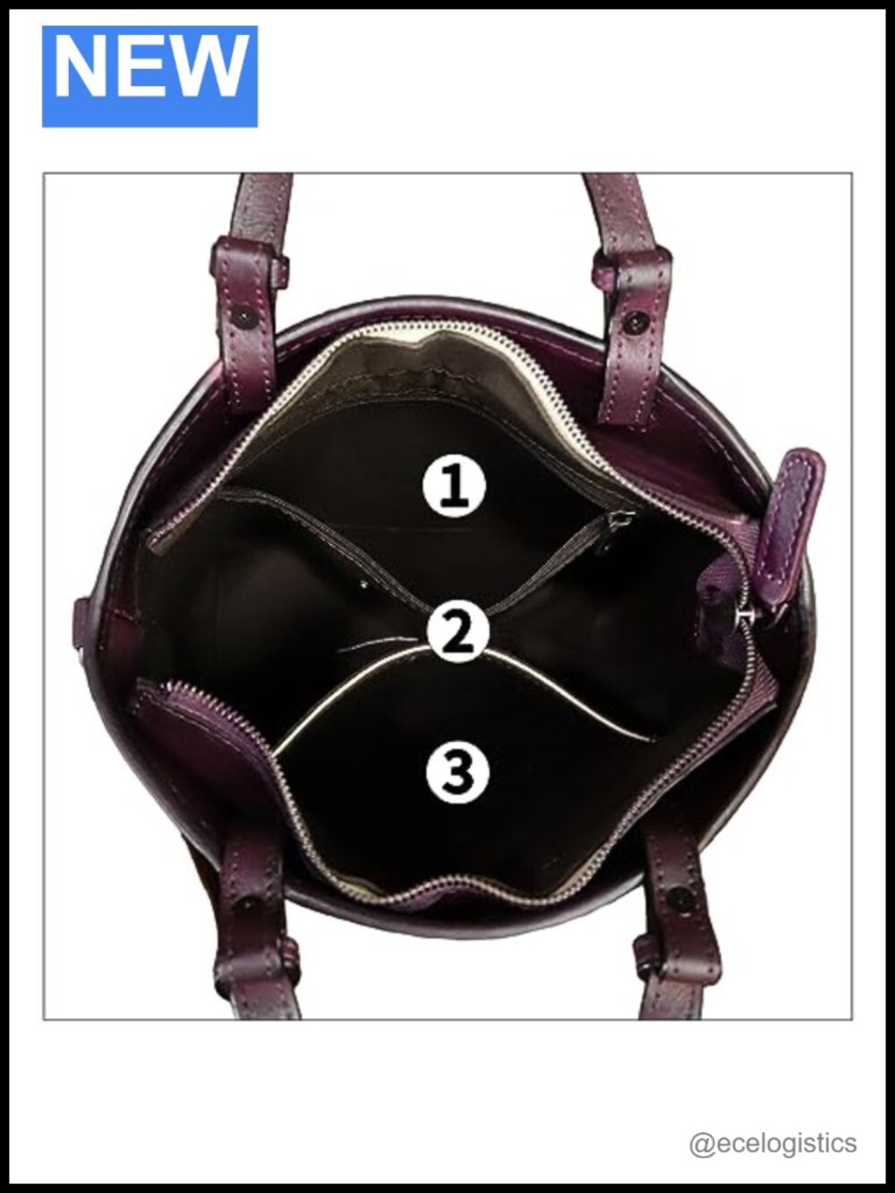 Genuine Leather Satchel Handbag with Embossed Pattern, 3-in-1 Wear, Handmade - Picture 3 of 6